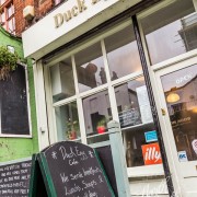 Outside the Duck Egg Café on Coldharbour Lane, Brixton