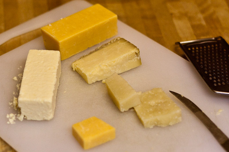 Three cheeses for macaroni