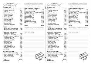 grocery list