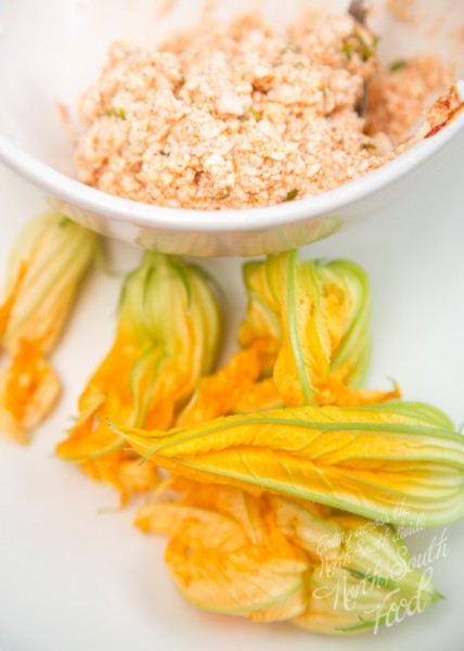 Asian-influenced courgette flowers