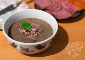 Black pea & spiced beef soup