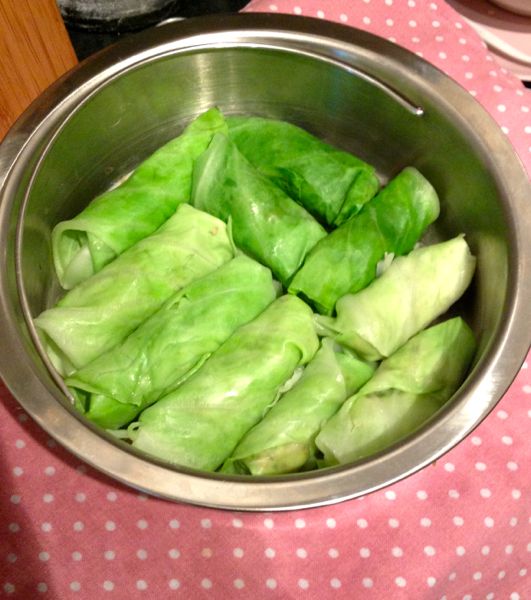 raw cabbage leaves